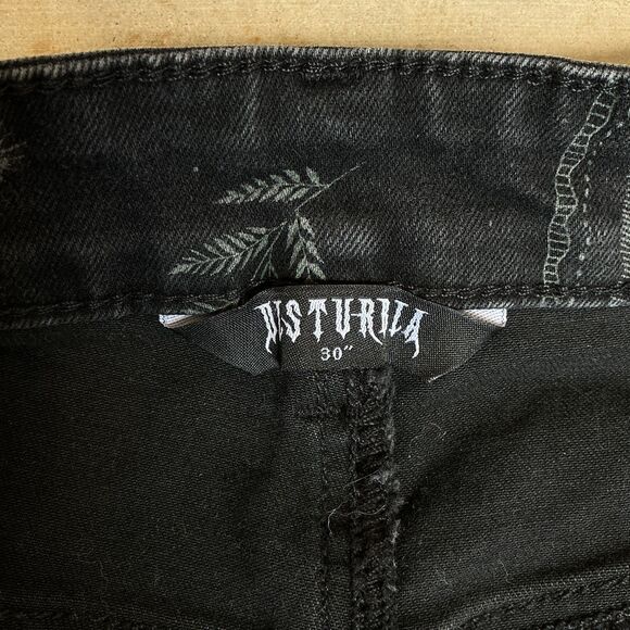 Disturbia Women's Jeans 30" /US 8 Callopistria Moth Print Goth Grunge High Waist - Picture 9 of 14